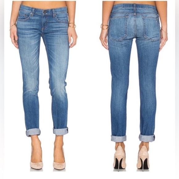 rag & bone Women's Boyfriend Jeans - Blue - Picture 1 of 12